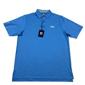 FootJoy Polo Shirt Men M Blue Firethorne Omega Golf Performance Short Sleeve